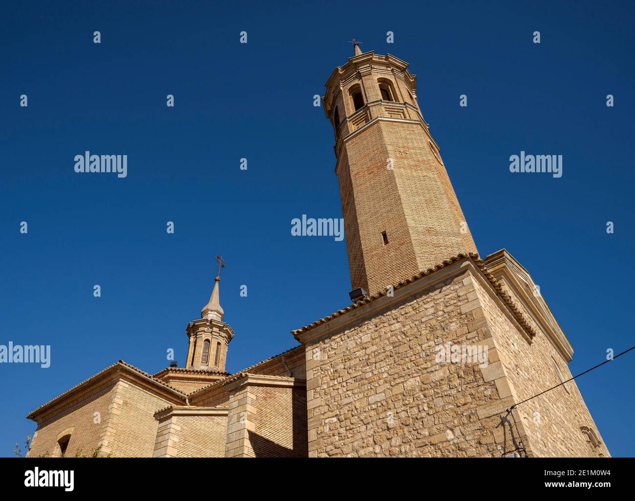 Church of Our Lady of the Assumption, in the village of Fuendetodos, province of Zaragoza, Spain. It was built in the 18th century Stock Photo