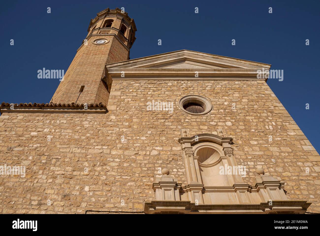 Church of Our Lady of the Assumption, in the village of Fuendetodos, province of Zaragoza, Spain. It was built in the 18th century Stock Photo