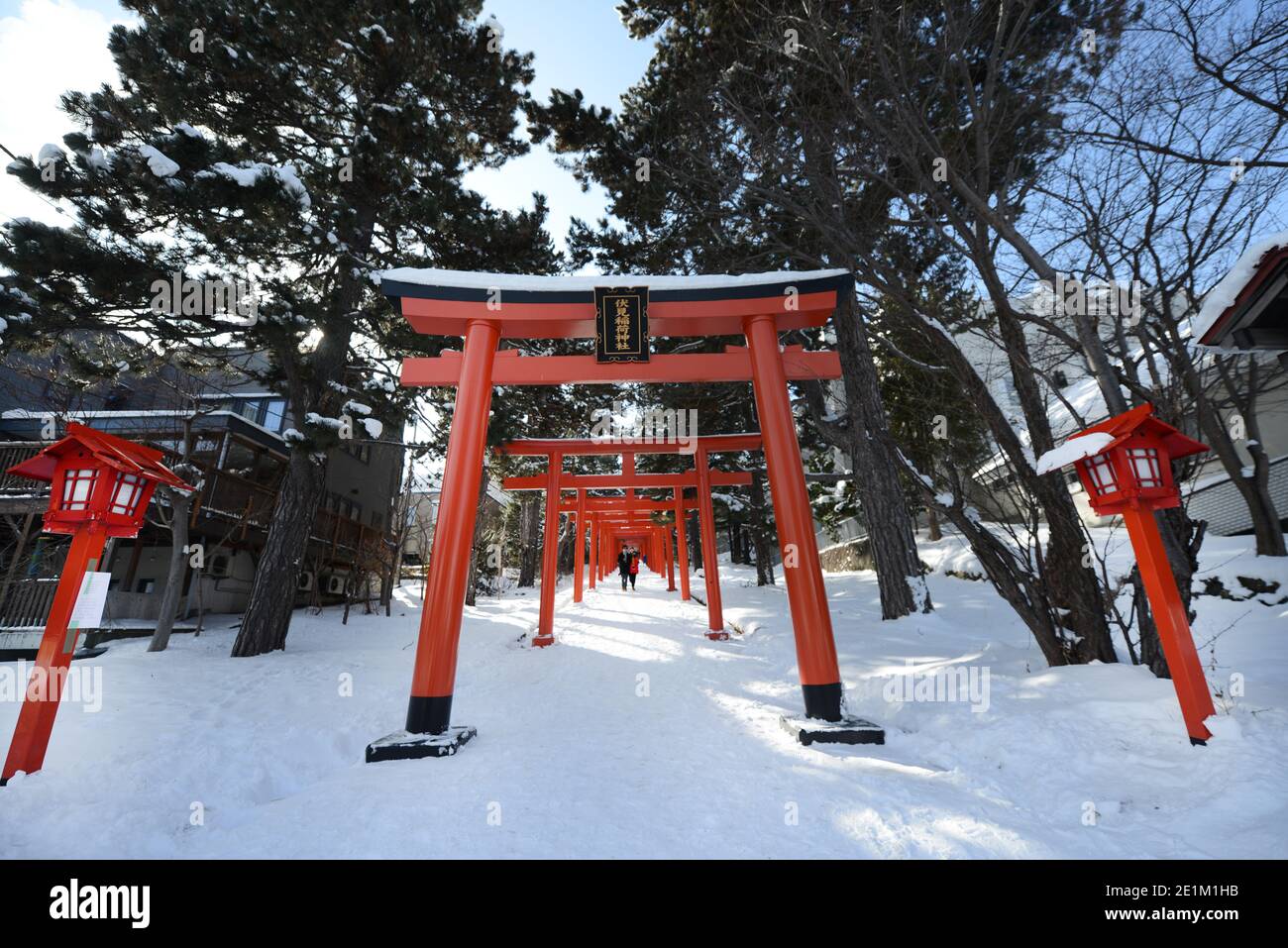 Torii gates at the Sapporo Fushimi Inari Shrine, Hokkaido, Japan Stock ...