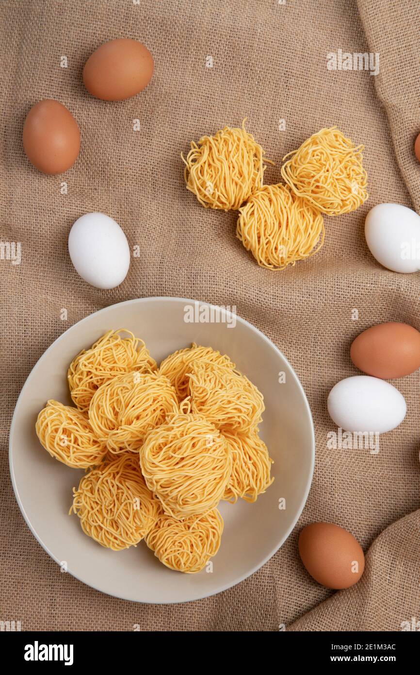 raw egg noodles Stock Photo Alamy