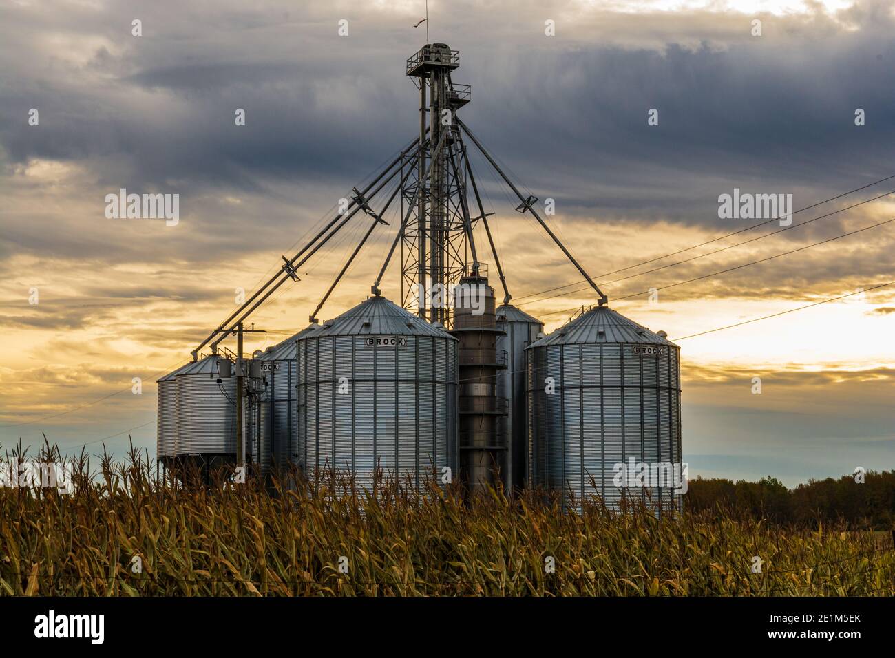Steel Metal Silos Ontario Canada Stock Photo Alamy