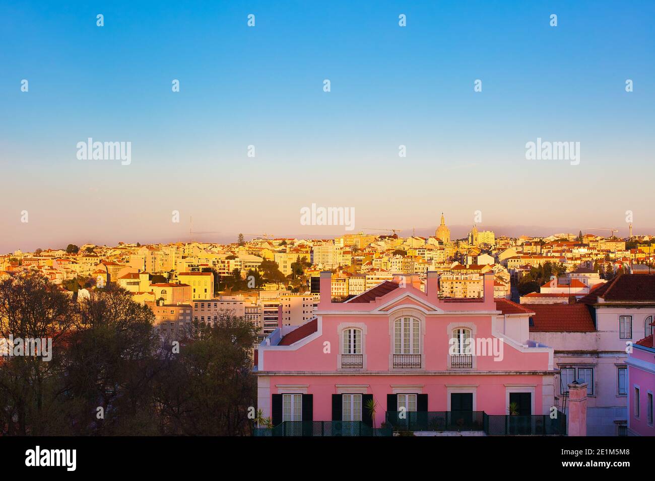 PORTUGAL / Lisbon /The view from the Verride Palácio Santa Catarina , famous for it view over Lisbon’s red roofs and the Tagus River . Stock Photo