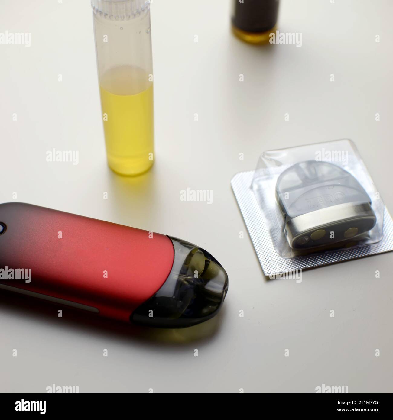Vape pod system or pod mod with changeable cartridges , close up Stock Photo