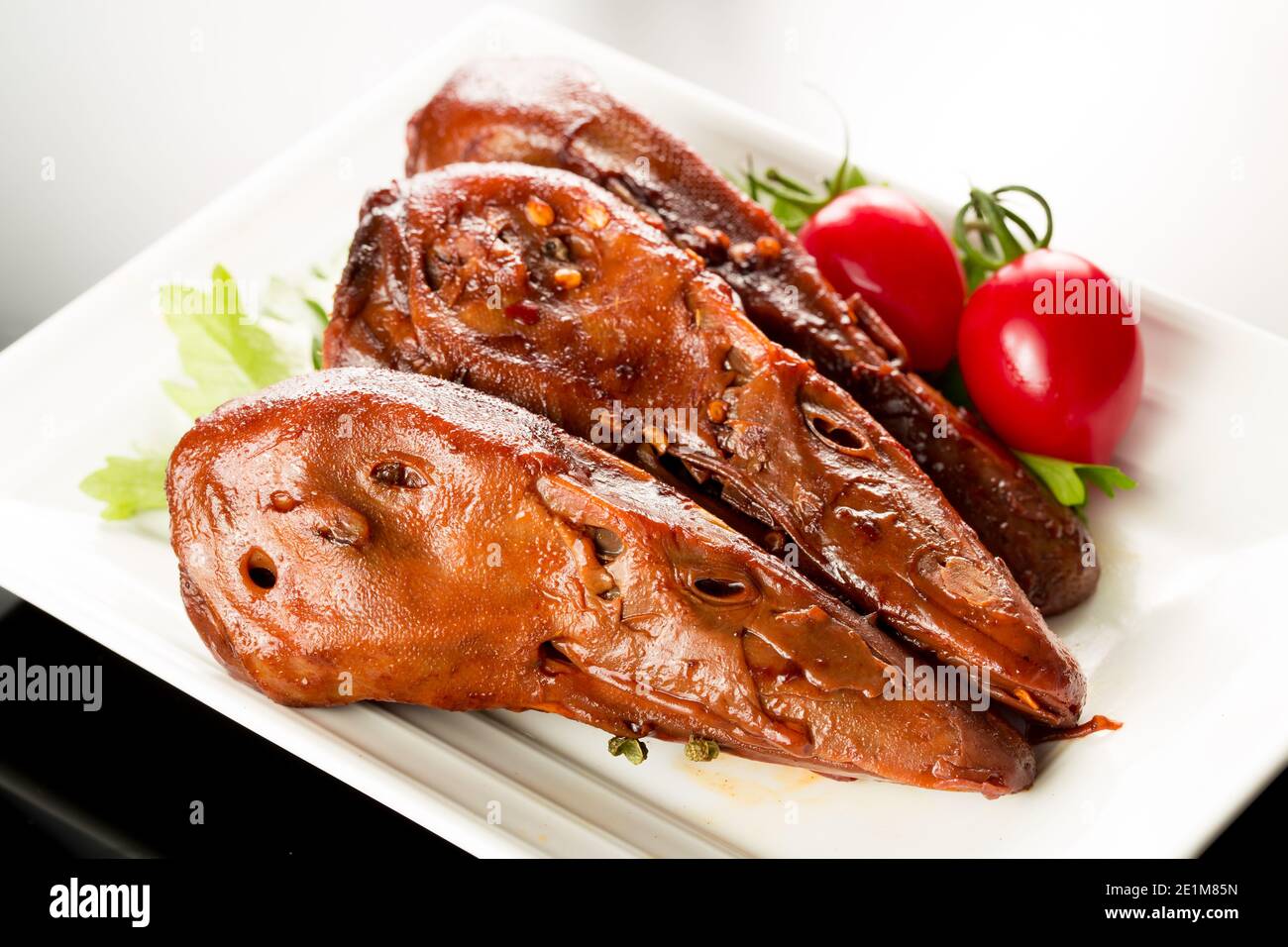 Braised duck heads, Chinese cuisine Stock Photo Alamy