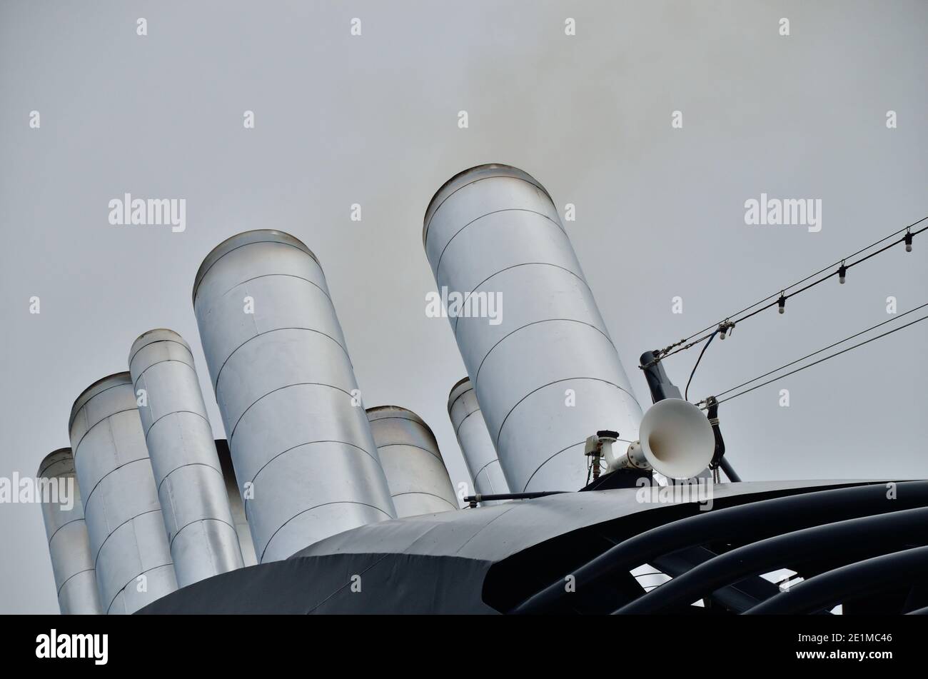 huge smoke caught on a cruise ship Stock Photo Alamy