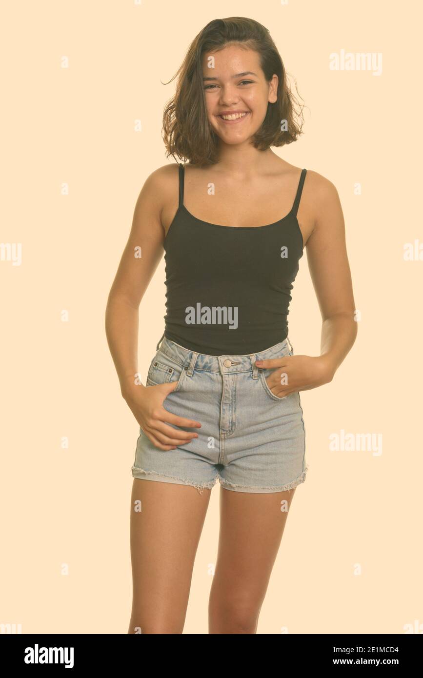 Young happy Caucasian teenage girl smiling Stock Photo - Alamy