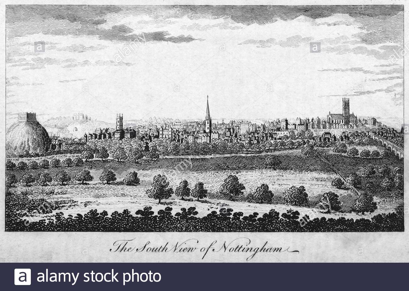 South view of Nottingham, England, vintage illustration from 1804 Stock Photo