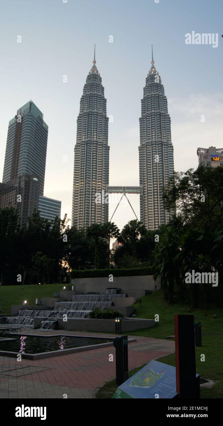 Kuala Lumpur, Malaysia - May 21 2012: The Petronas Towers in central Kuala Lumpur Stock Photo