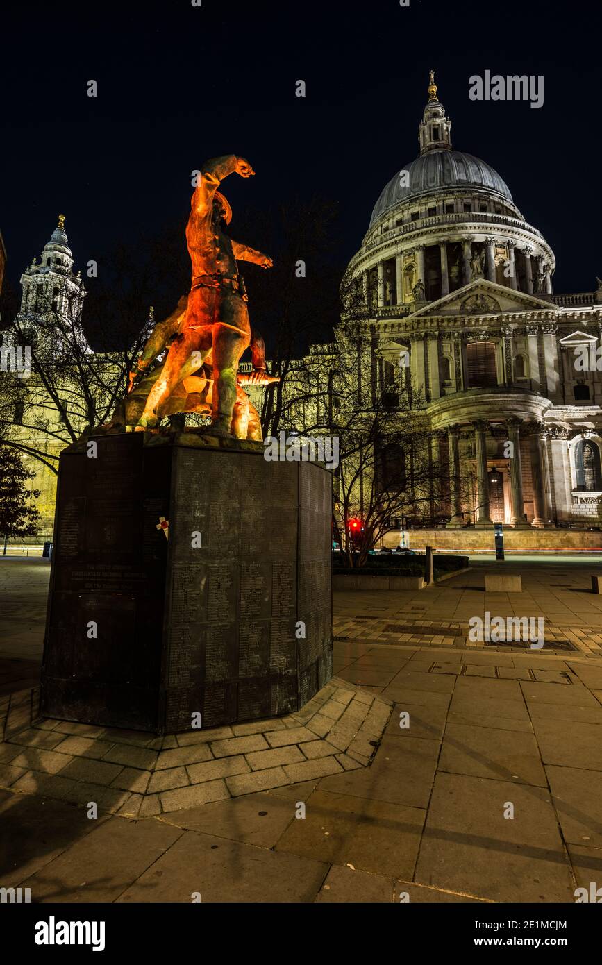 The Blitz memorial next to St Paul's cathedral in London, England Stock Photo
