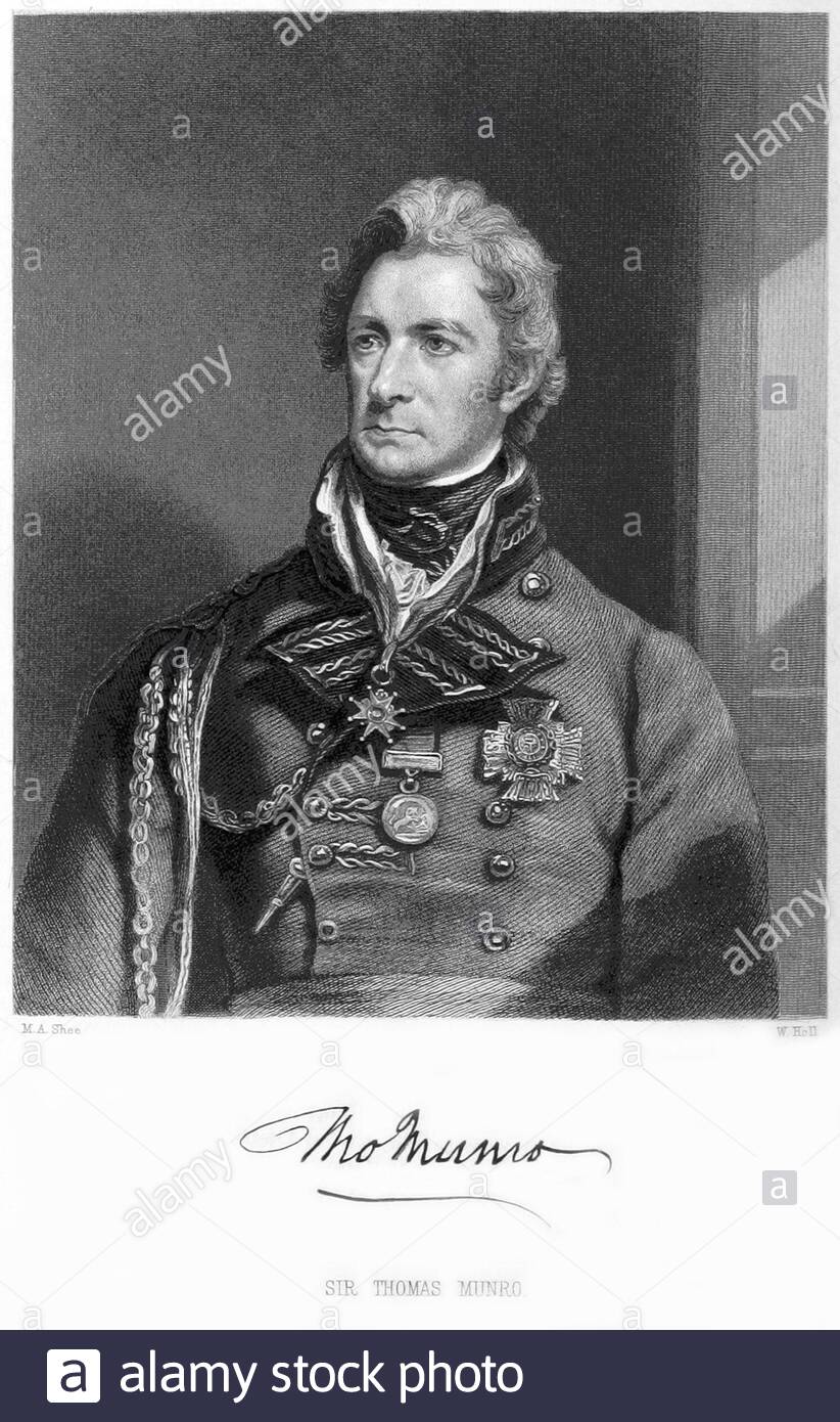 Major-General Sir Thomas Munro portrait, 1761 – 1827, was a Scottish soldier and colonial administrator, vintage illustration from 1863 Stock Photo
