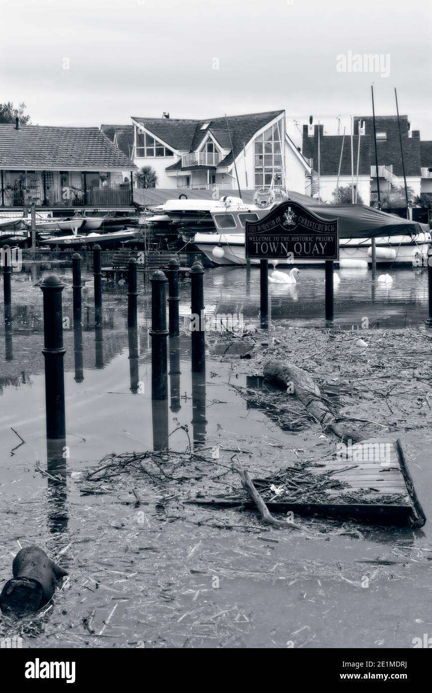 Regular All Year Flooding At CHristchurch Quay Due To Rising Sea Level Stock Photo - Alamy