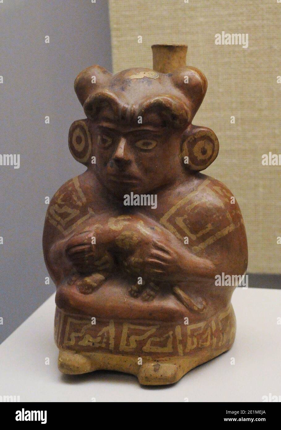 Vessel representing a person dressed in a shirt. Ceramics. Moche culture (100 BC-700 AD). Peru. Museum of the Americas. Madrid, Spain. Stock Photo
