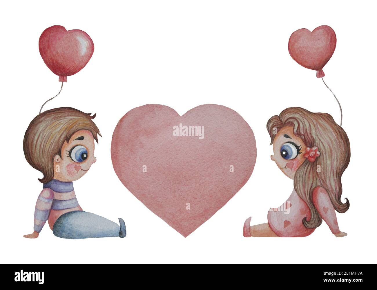 Romantic Love Concept A Cute Couple In Love A Girl And A Boy Are Sitting With Red Balloons On The Background Of A Large Pink Heart Watercolor Han Stock Photo Alamy Romantic Love Concept A Cute Couple In Love A Girl And A Boy Are Sitting With Red Balloons On The Background Of A Large Pink Heart Watercolor Han Stock Photo Alamy