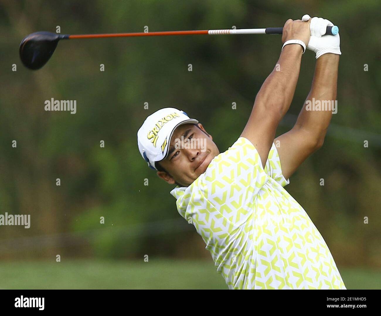 Hideki Matsuyama of Japan hits off the fourth tee during the first round of the Sentry Tournament of Champions at the Plantation Course in Kapalua, Hawaii, on Jan. 7, 2021. (Kyodo)==Kyodo Photo via Credit: Newscom/Alamy Live News Stock Photo