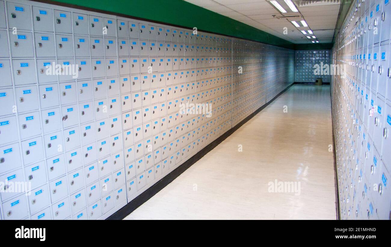Lockers with keys rows and numbered Stock Photo Alamy