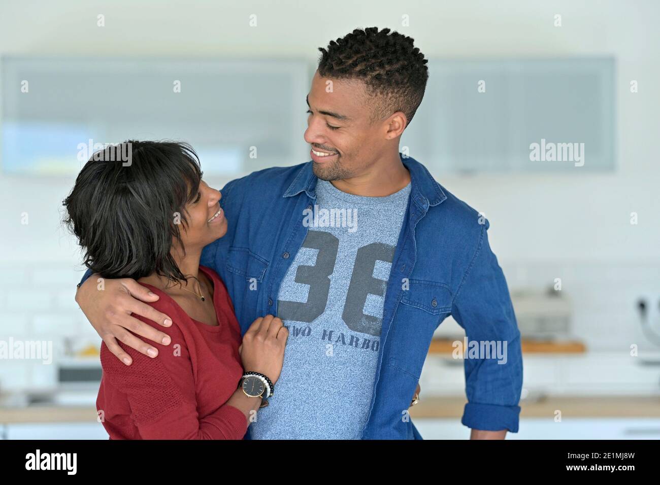 Portrait of african american couple embracing each other, lifestyle Stock Photo