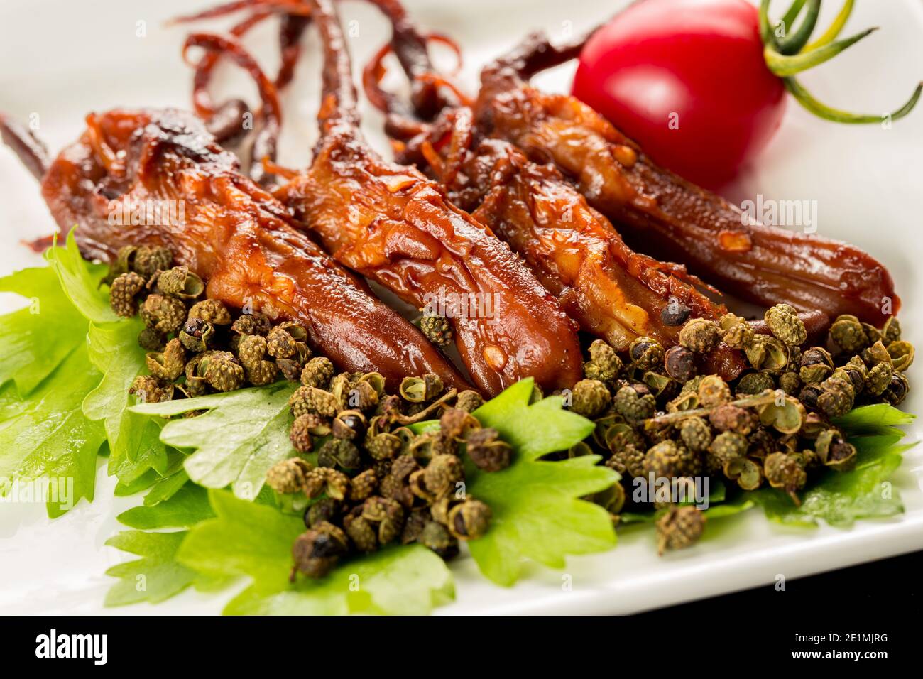 Braised duck tongue, Chinese cuisine Stock Photo Alamy