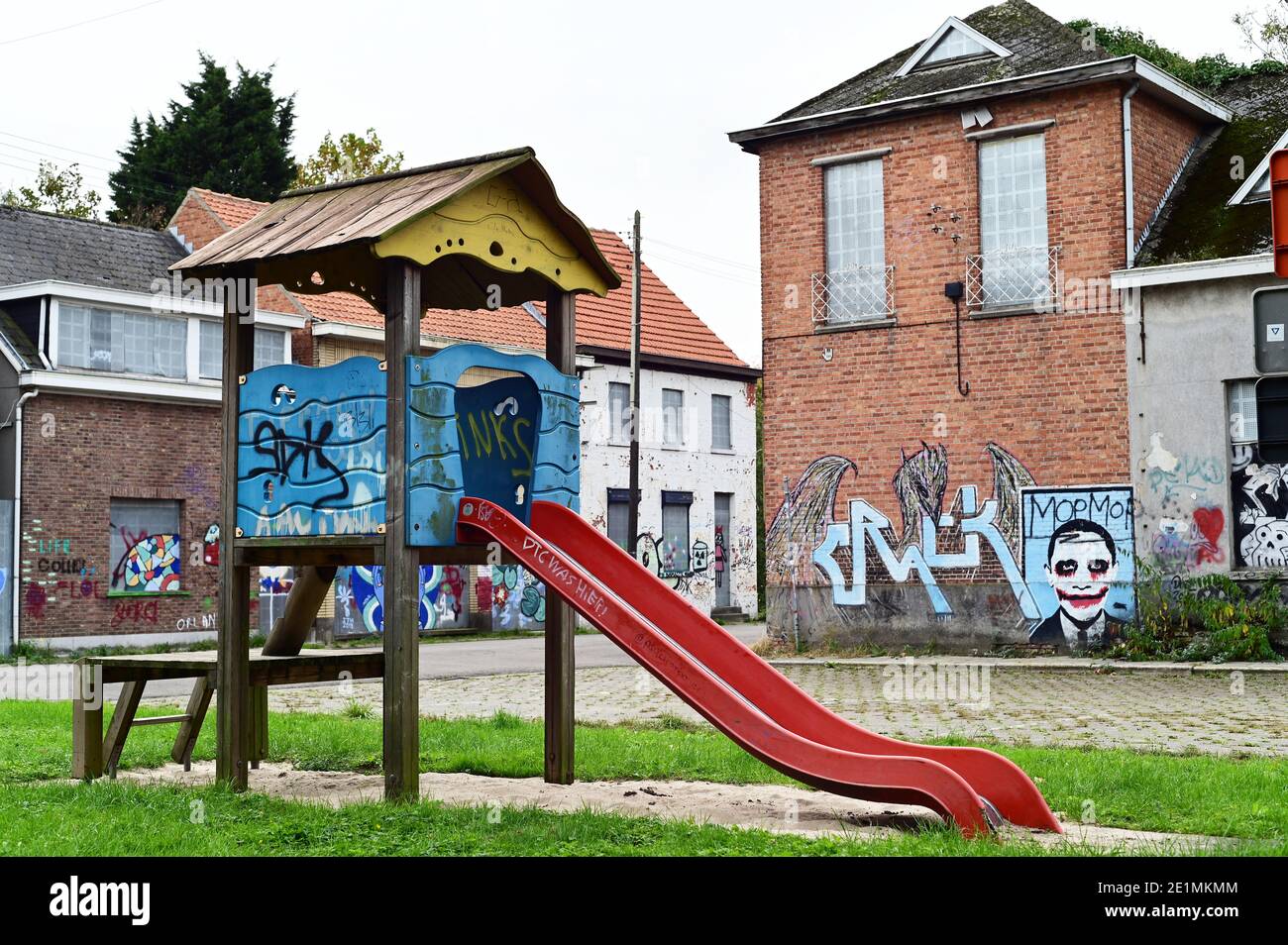 Desolate Playground of Doel Stock Photo