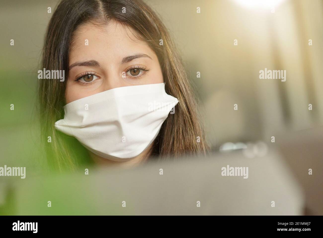 young student wearing a mask Stock Photo