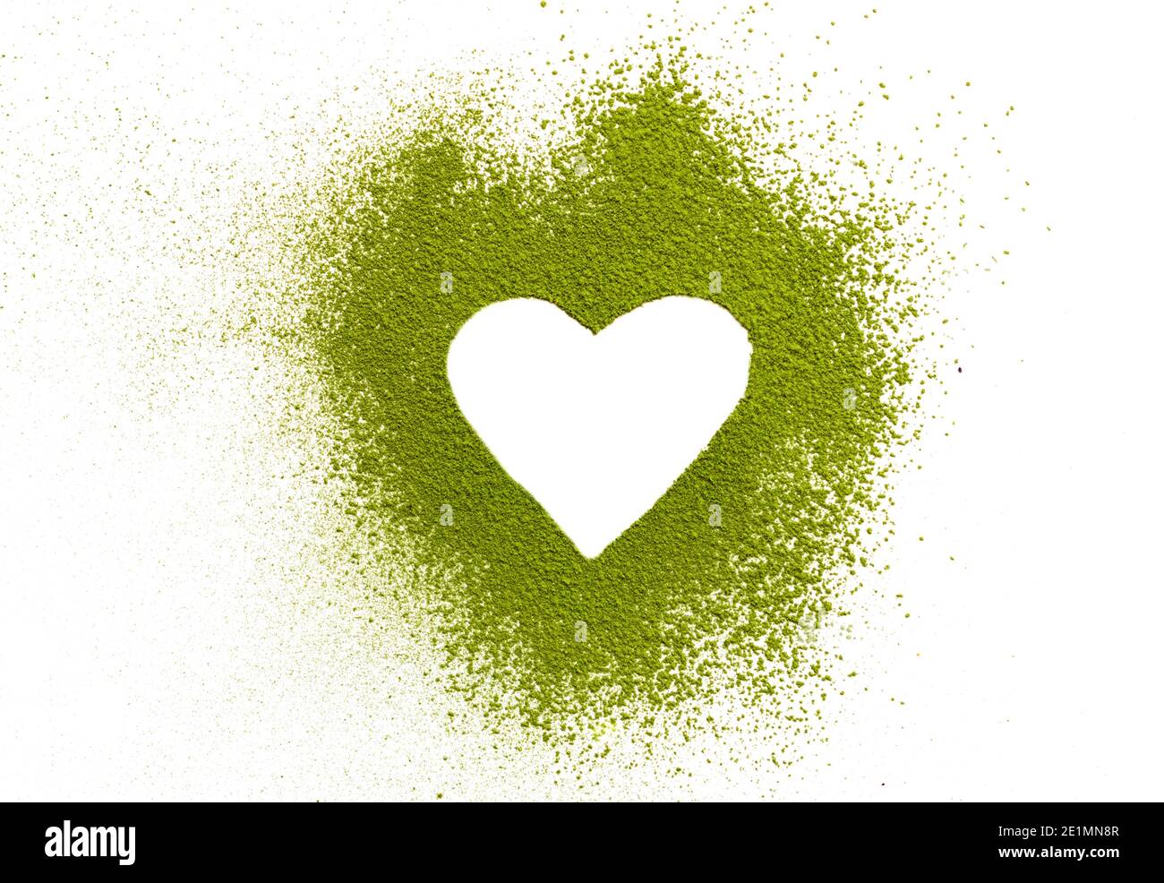 Matcha heart by powdered matcha green tea. healthy drinks concept