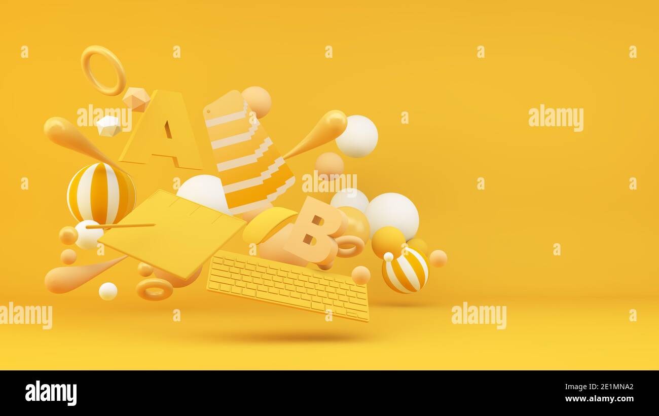 Graphic design elements floating 3d rendering Stock Photo Alamy