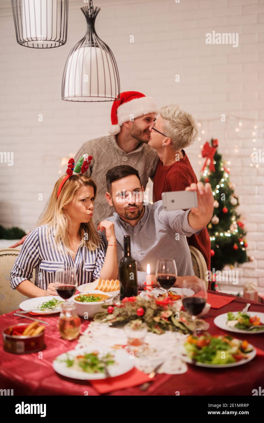 Group men christmas party hat hi-res stock photography and images - Alamy