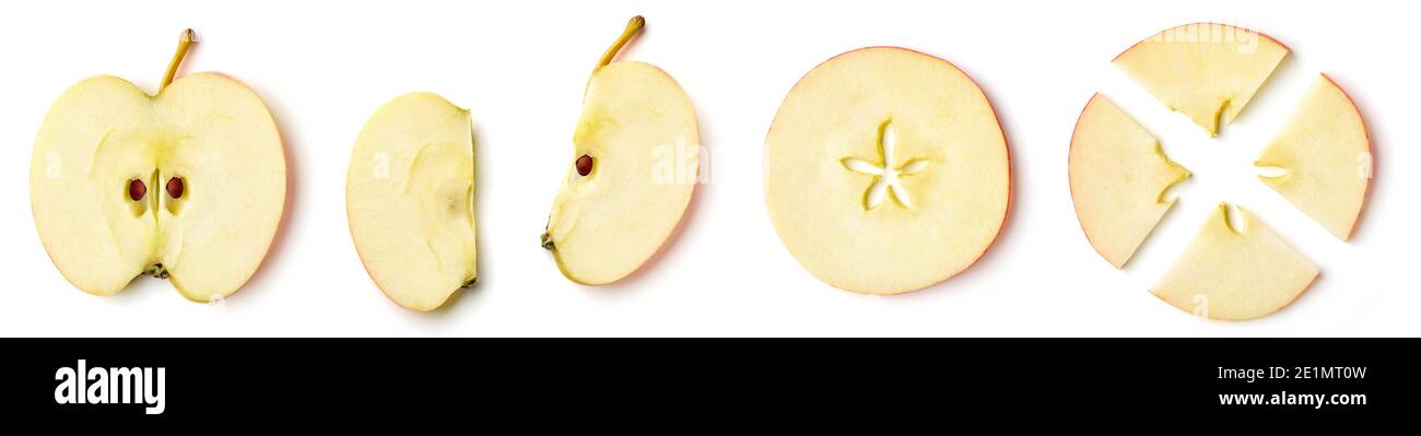 Sliced apple isolated on white background, top view Stock Photo