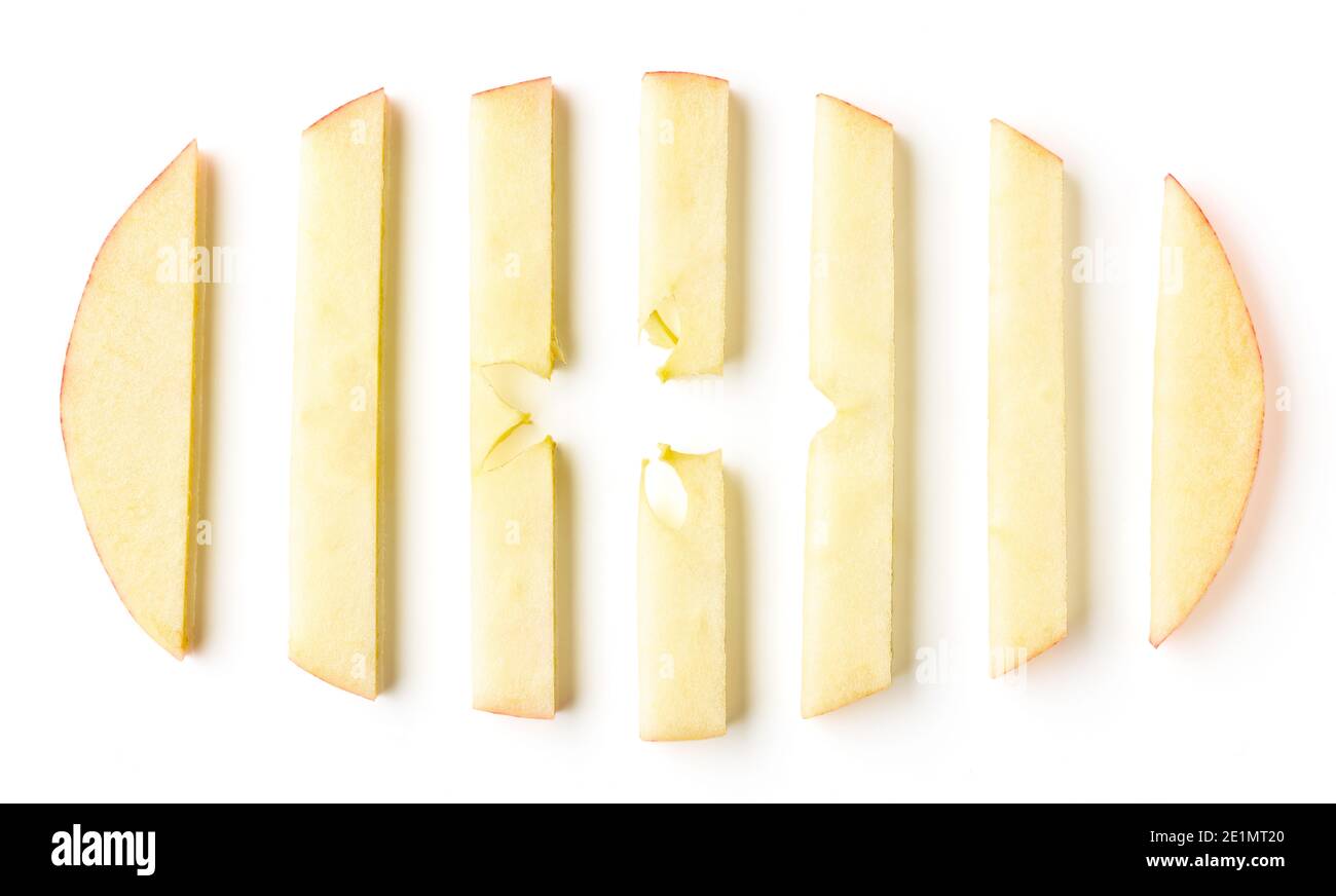 Sliced apple isolated on white background, top view Stock Photo