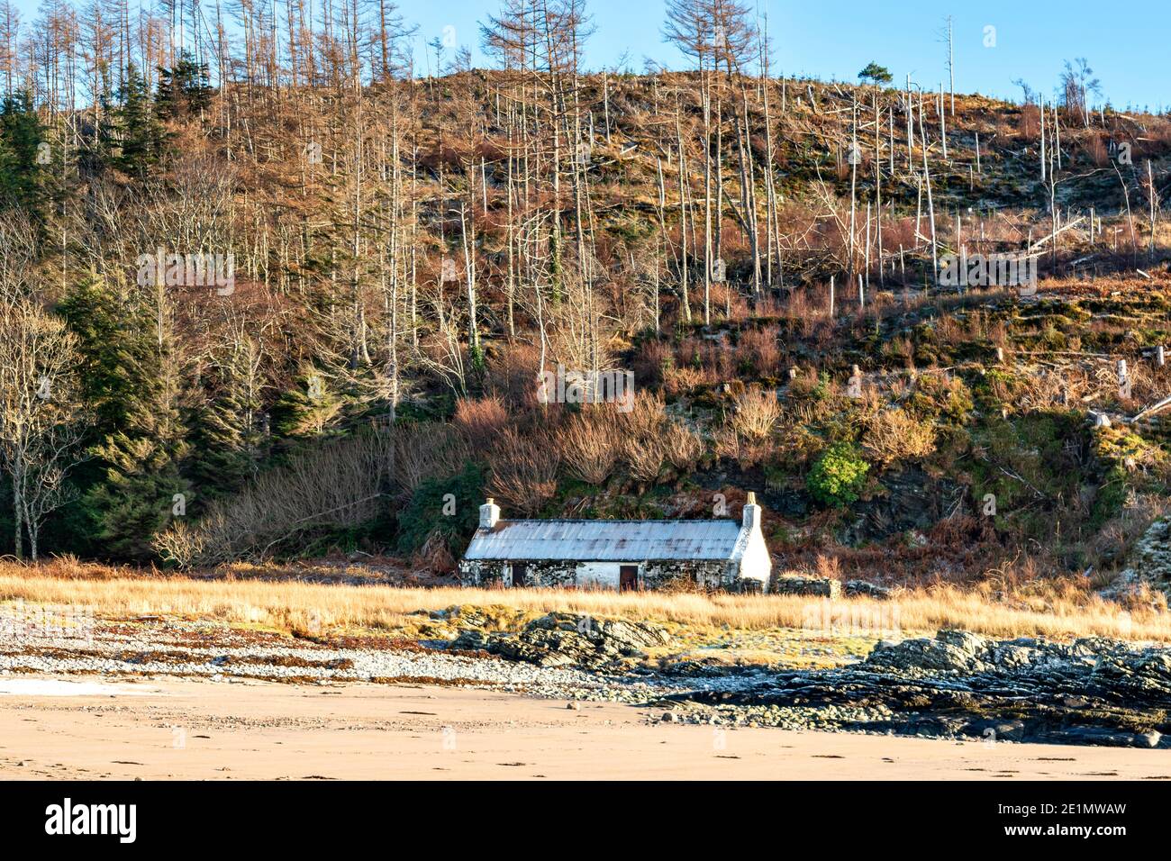 SCOTLAND WEST COAST HIGHLANDS KINTAIL SANDAIG LONELY HOUSE OVERLOOKING