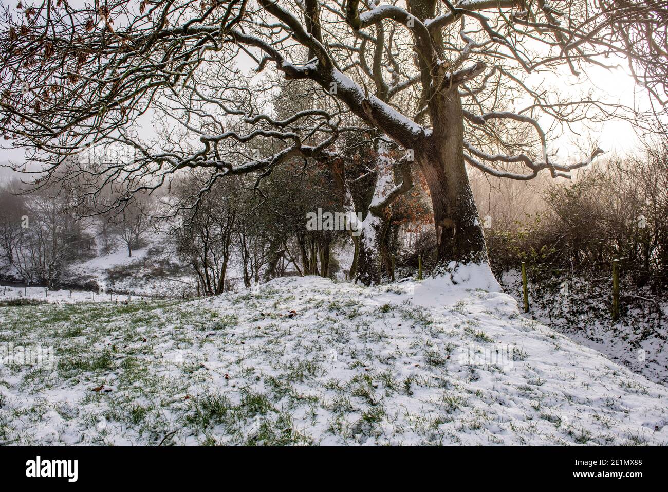 Winter snow scene  in  the village of Adlington, Chorley, Lancashire, England UK Stock Photo