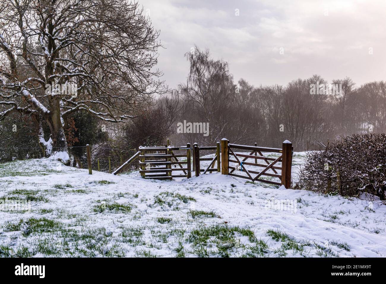 Winter snow scene in the village of Adlington, Chorley, Lancashire