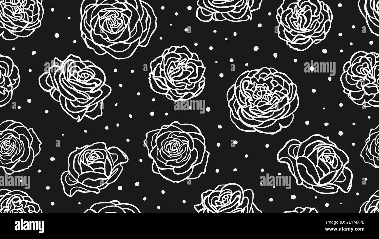 Seamless background with roses Black and White Stock Photos & Images ...