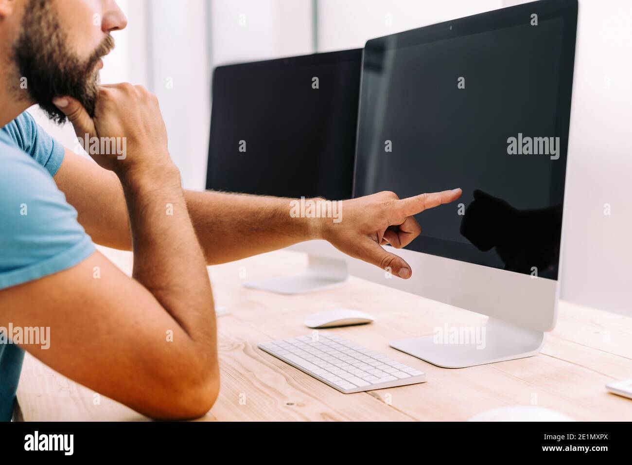 close up. web designer works on a computer Stock Photo