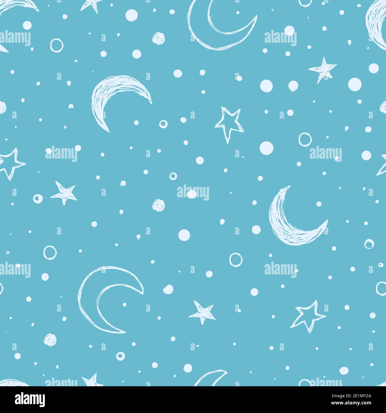 Night sky seamless linear pattern with stars clouds sun and moon Stock ...
