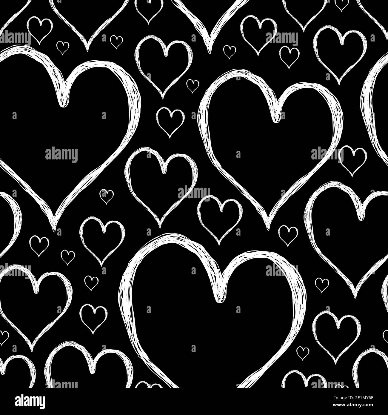 Hearts seamless pattern Grunge Hand drawn Valentine's day background ...
