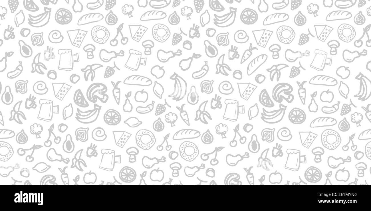 Various food seamless pattern Hand drawn background texture Stock Photo -  Alamy