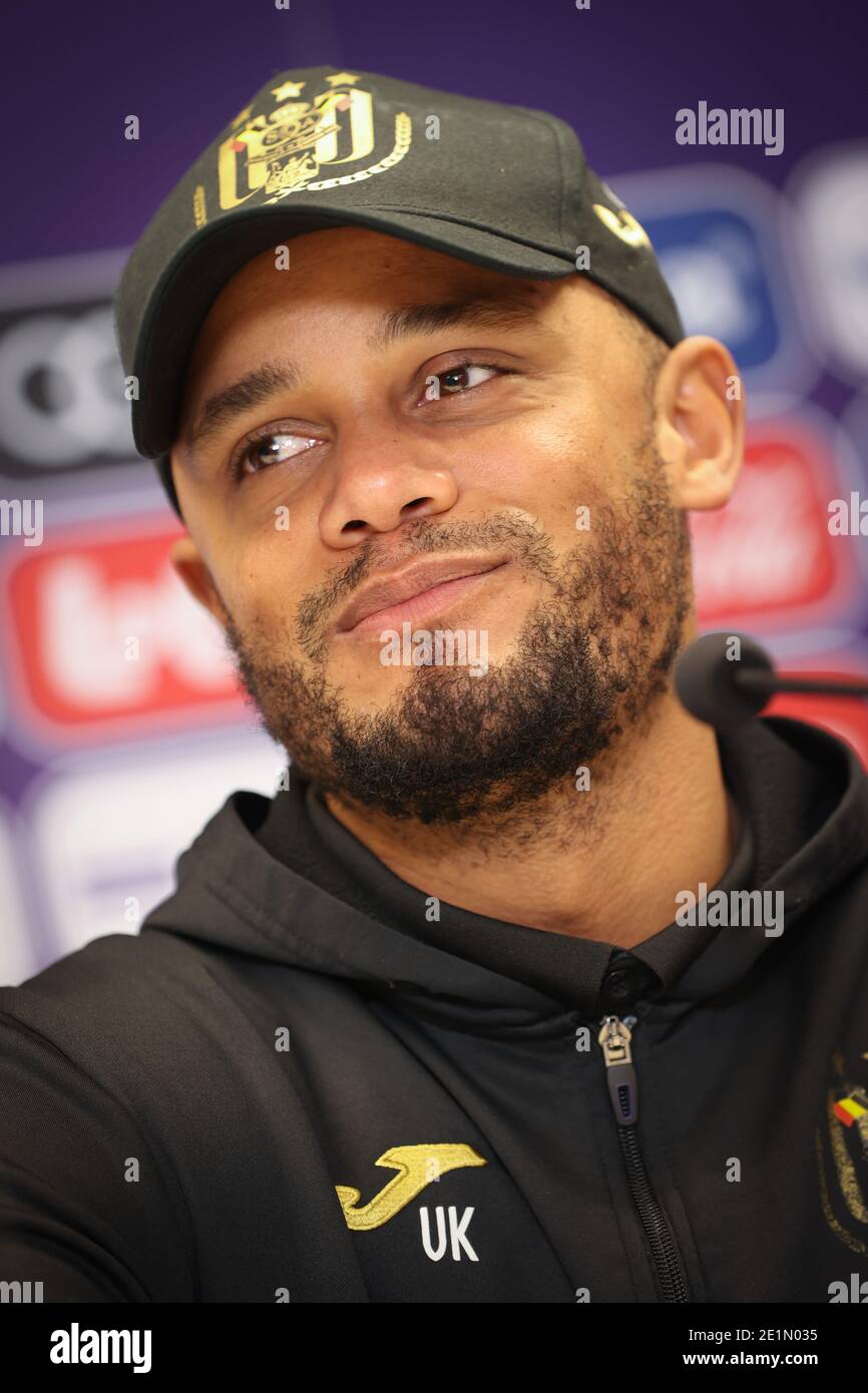 Anderlecht's head coach Vincent Kompany pictured during a press conference of Belgian soccer team RSC Anderlecht in Brussels, Friday 08 January 2021, Stock Photo