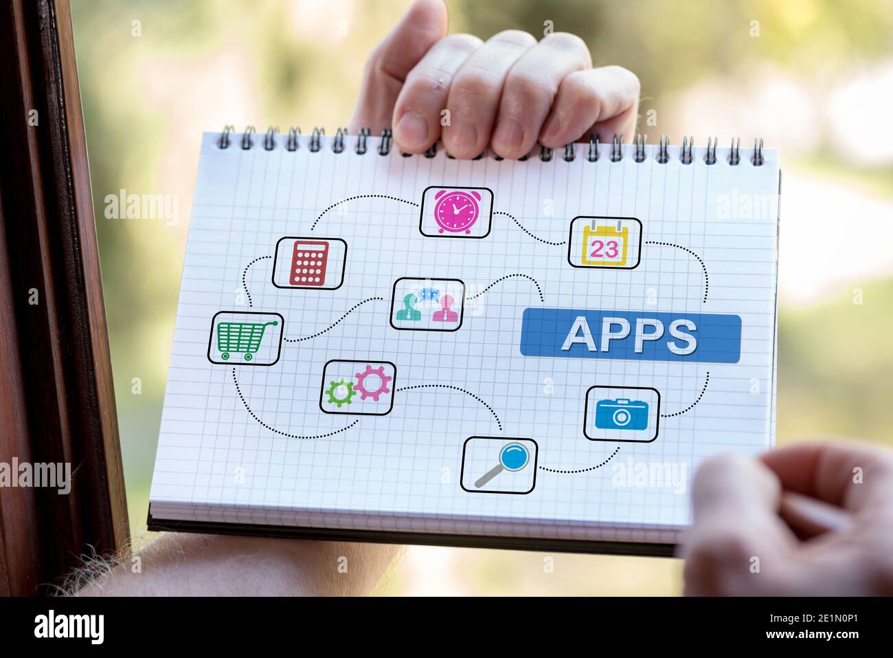 Hand drawing apps concept on a notepad Stock Photo Alamy