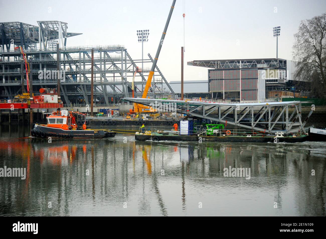Fulham Riverside Development London, UK. 8th Jan, 2021. Construction of Fulham Football club at ...