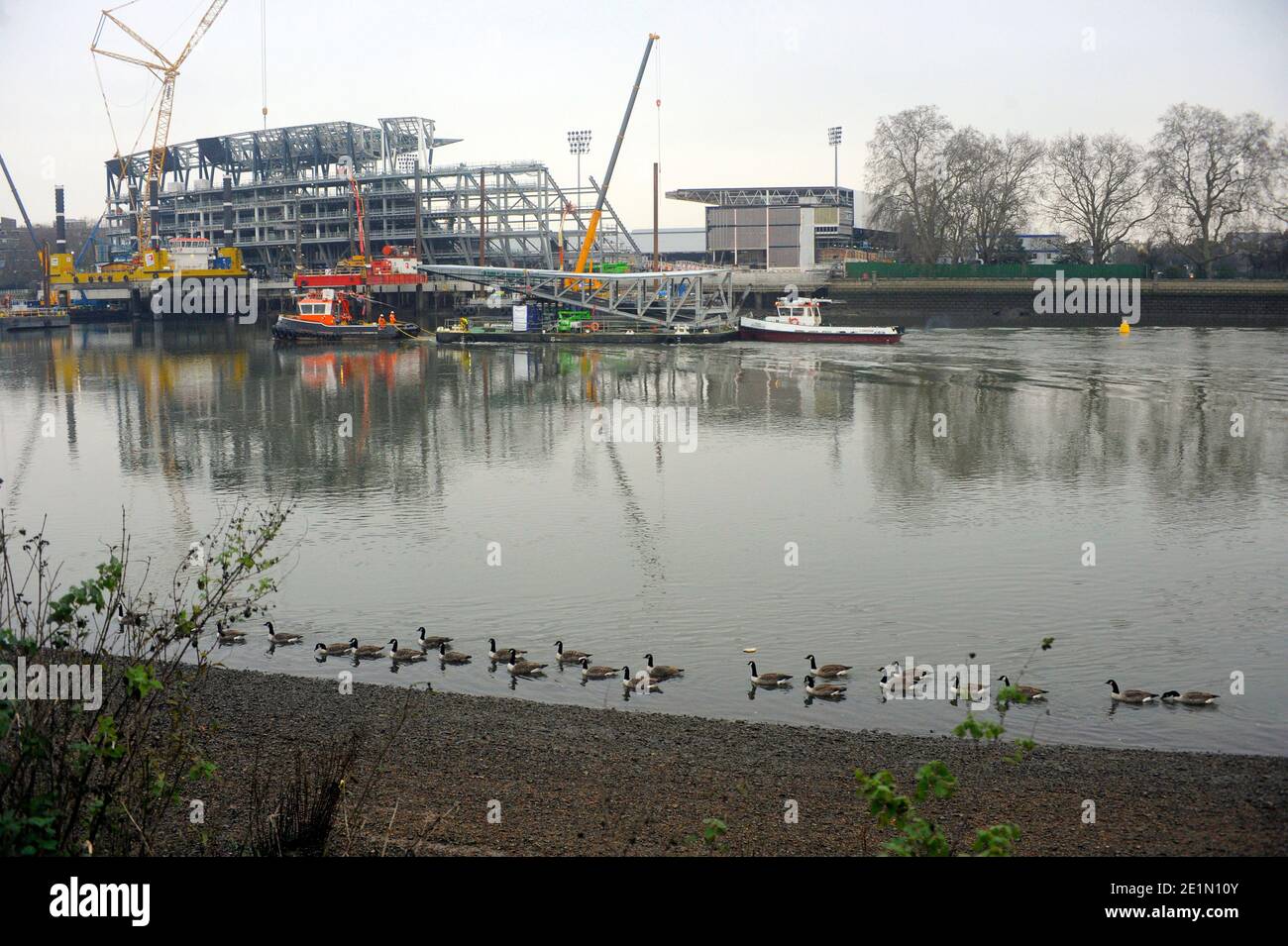 Fulham Riverside Development London, UK. 8th Jan, 2021. Construction of Fulham Football club at ...
