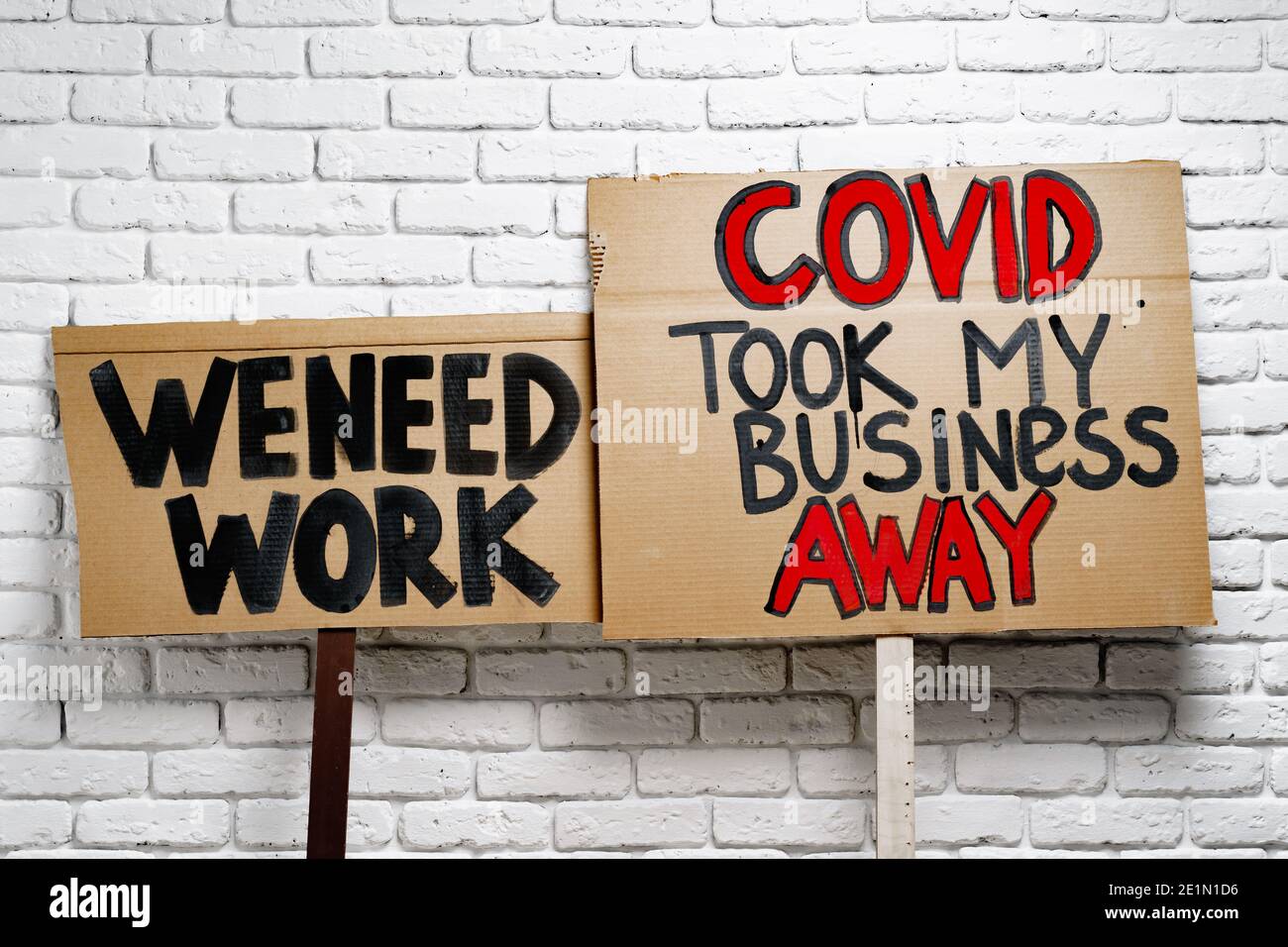 Protestive placard against coronavirus lockdowns close up Stock Photo