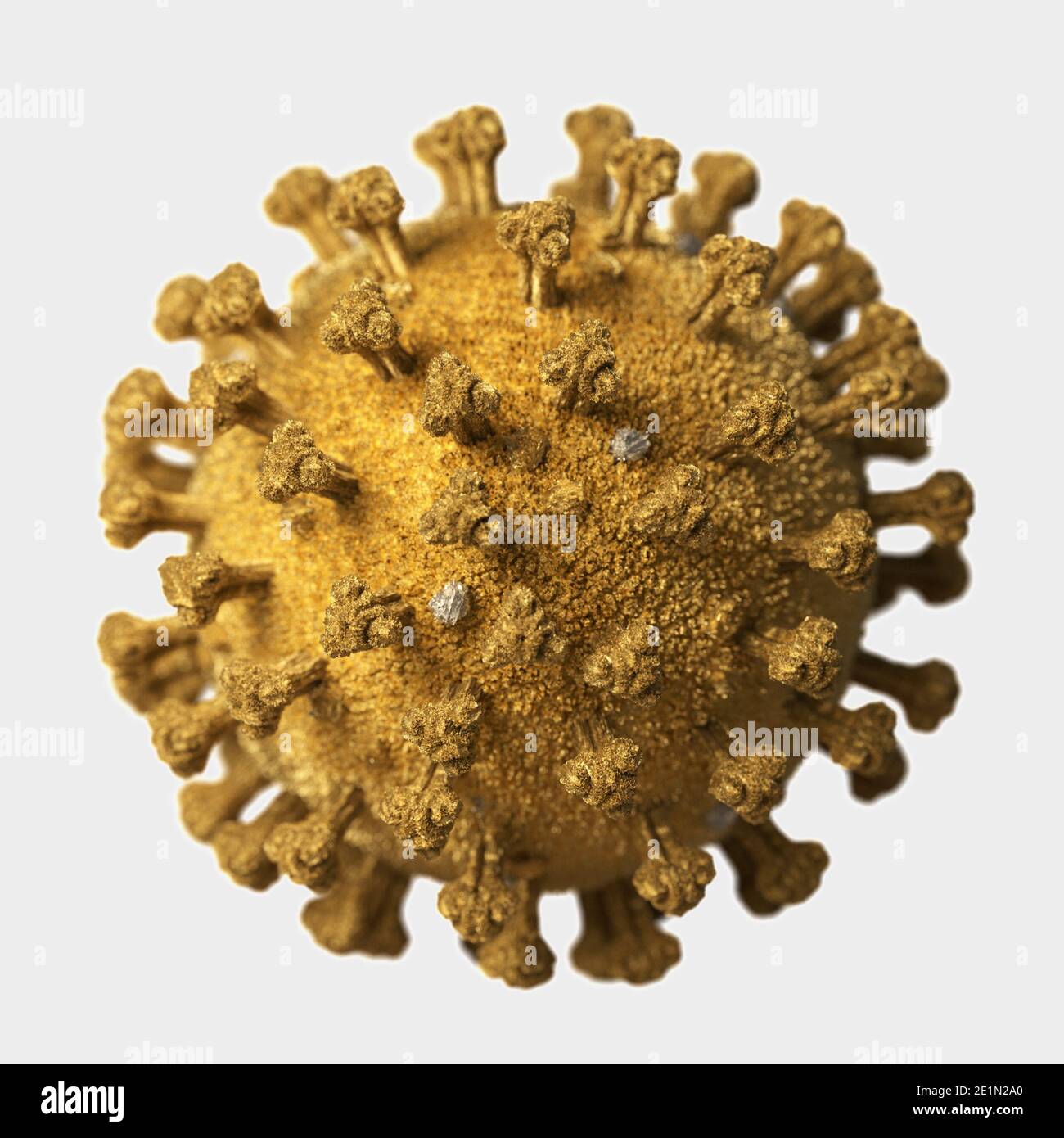 Illustration of Covid - 19 virus in fake golden color. Stock Photo