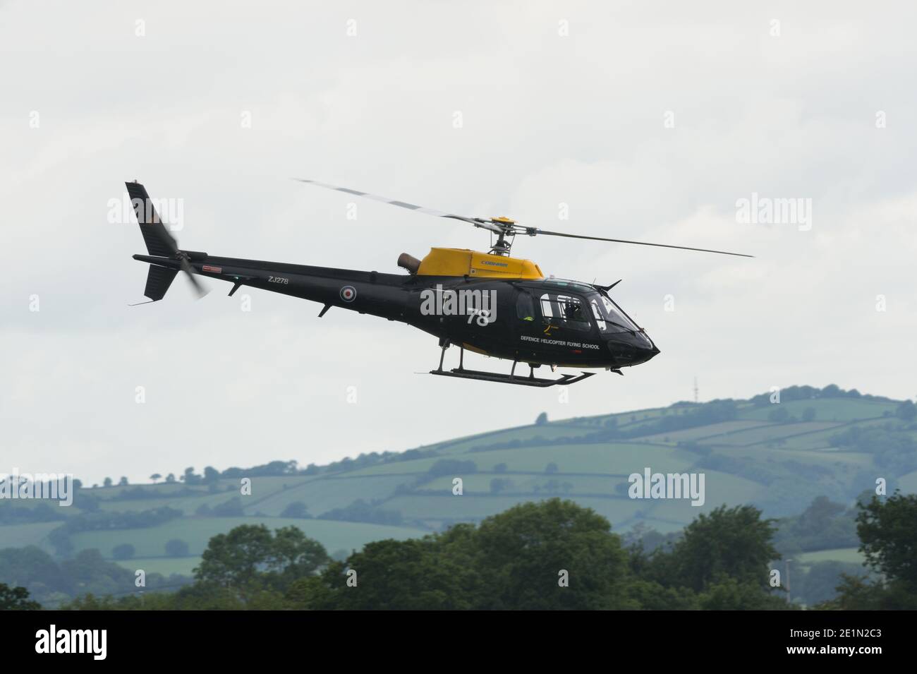 A Defence Helicopter Flying School aircraft at Exeter Airport. Stock Photo