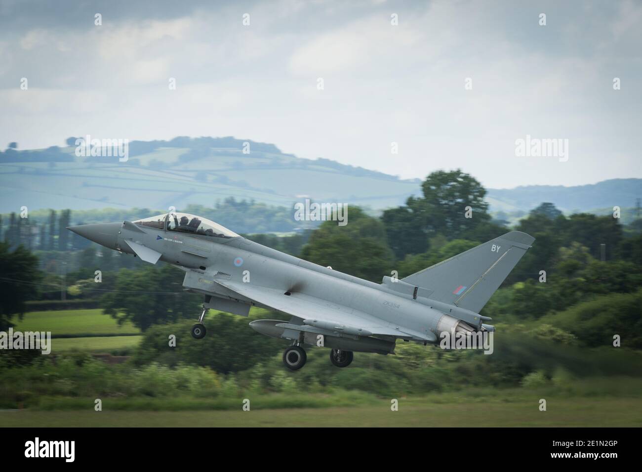 A Typhoon jet  at Exeter Airport. Stock Photo