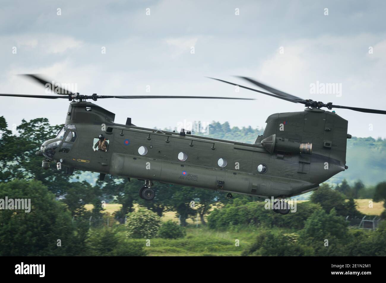 A Chinook helicopter at Exeter Airport. Stock Photo