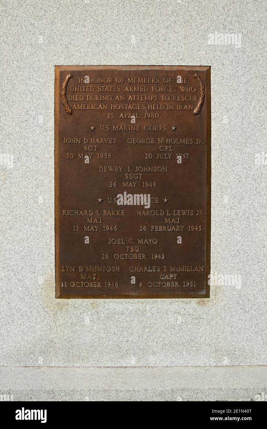 Bronze memorial plaque dedicated to the veterans killed during the Iran ...
