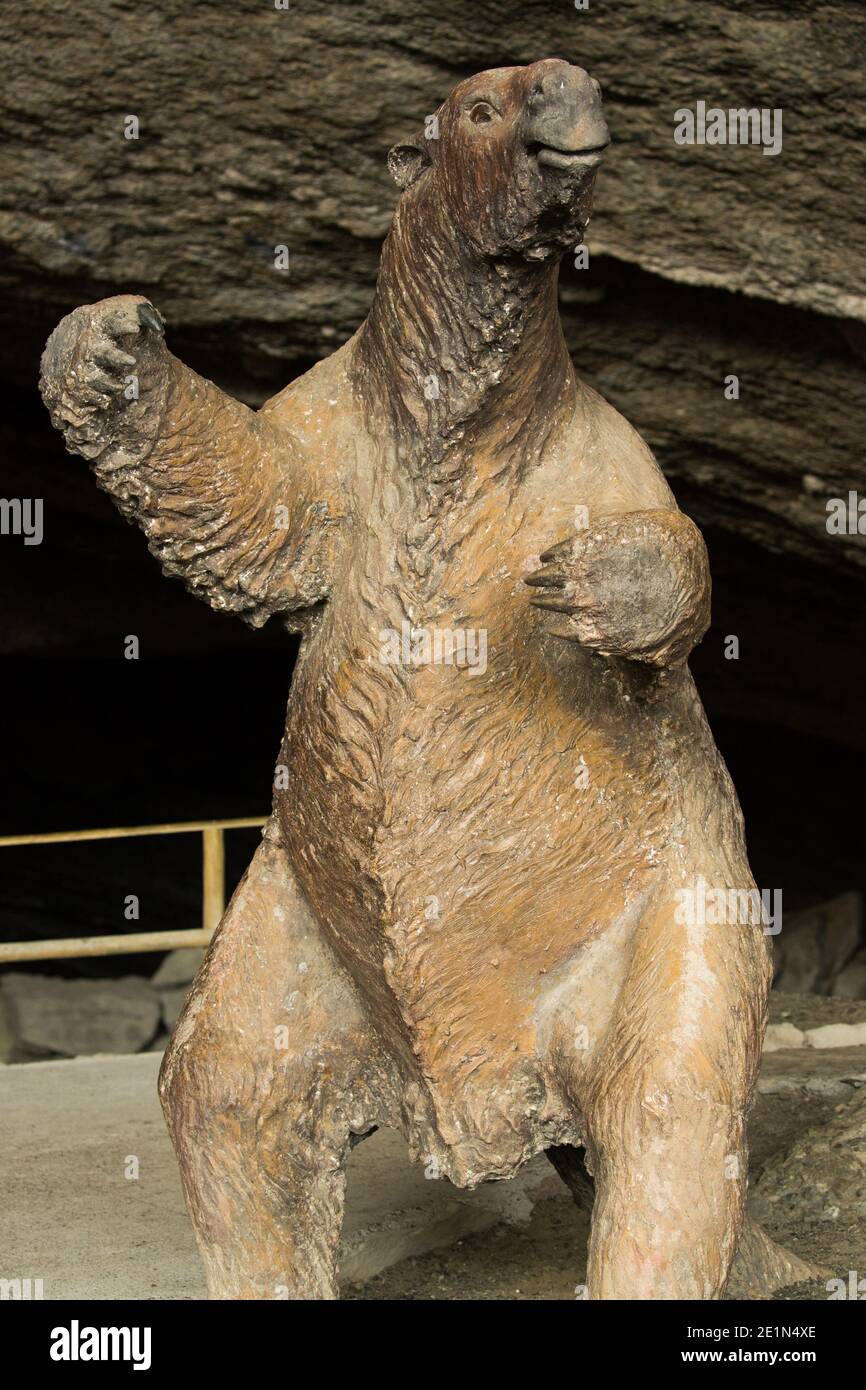Life size replica of the prehistoric giant ground sloth called a
