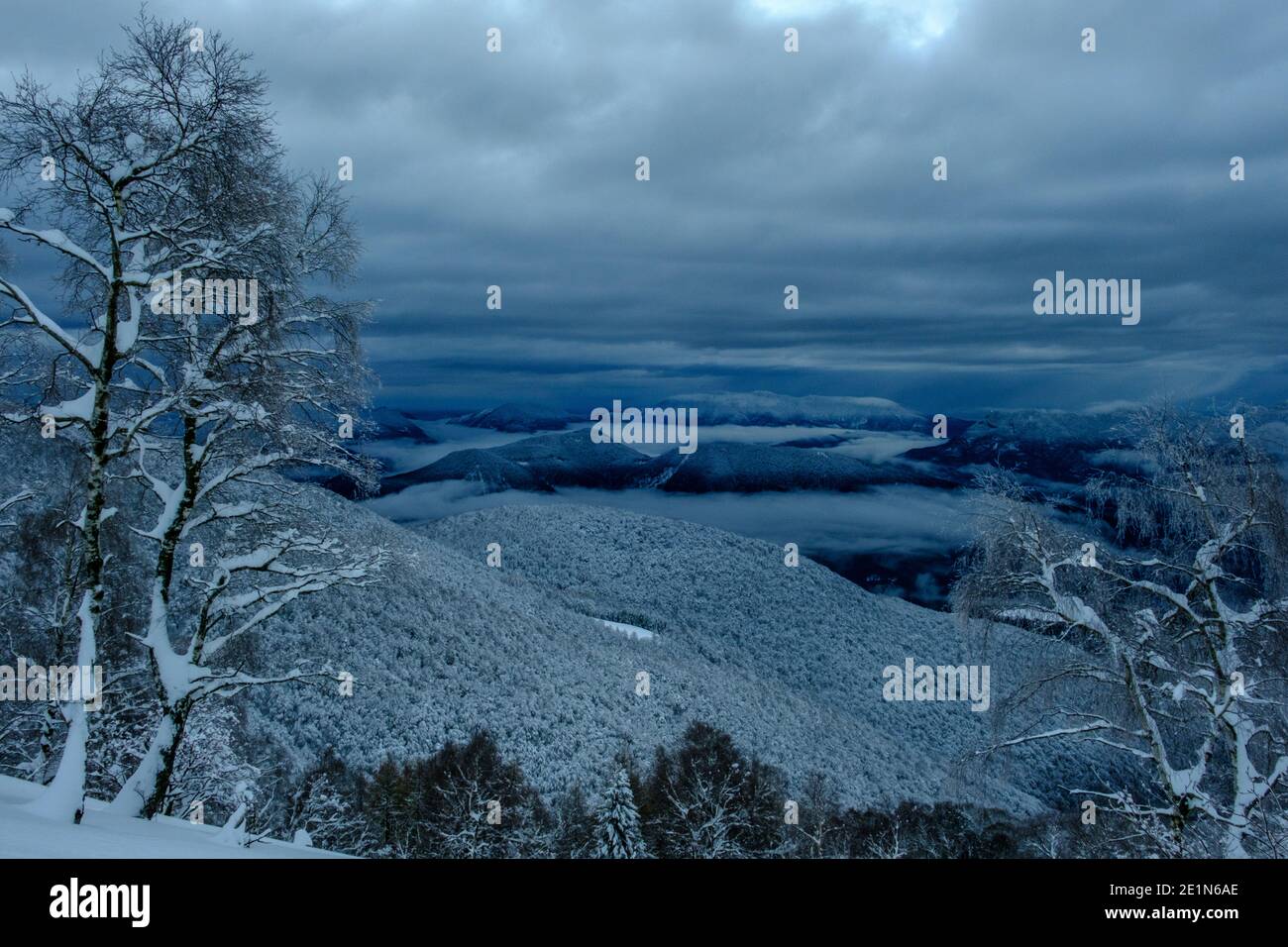 Stormy weather approaching to the mountains, Italian alpine region Stock Photo