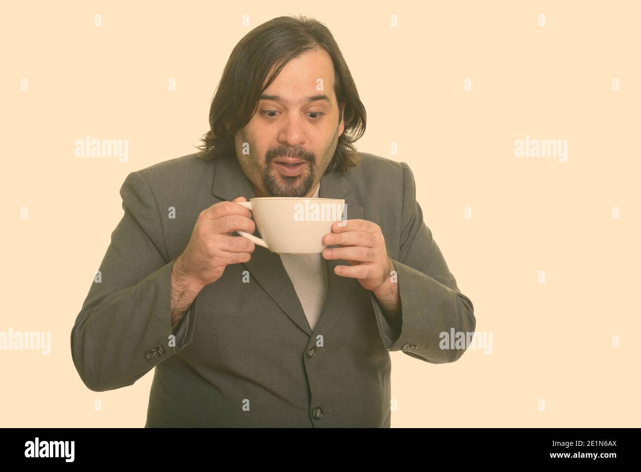 Fat man drinking coffee hires stock photography and images Alamy