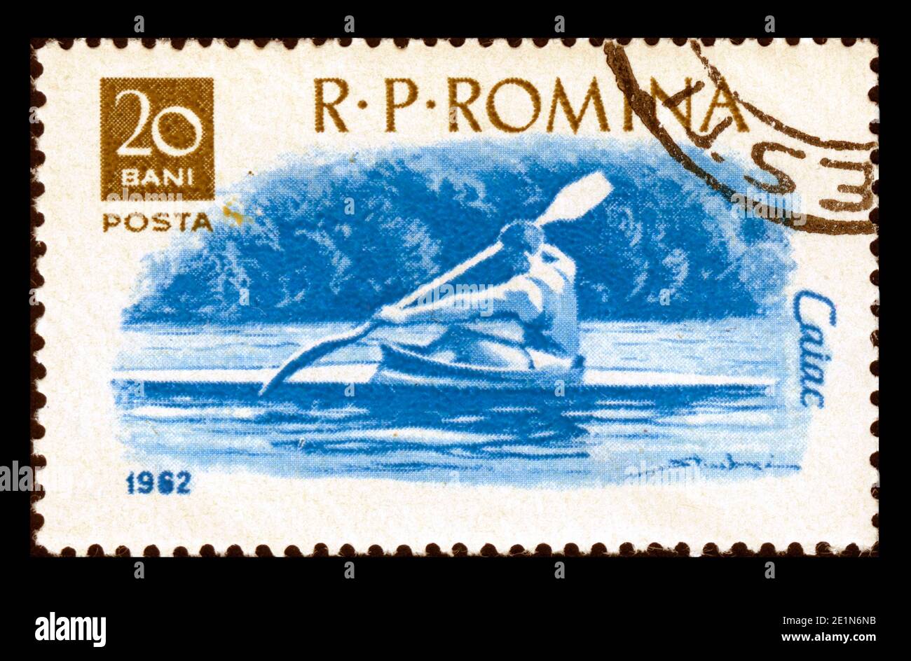 Stamp print in Romania,1962,sport,Caiac Stock Photo - Alamy